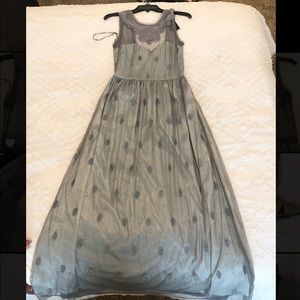 Long Grey Dress with open-V Back